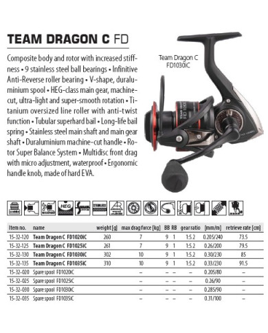 Dragon Team Dragon FD 1035iC Front Drag Spinning Reel Dragon Team Dragon FD 1035iC Front Drag Spinning Reel
