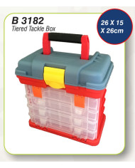 React B3182 4 Tray Tackle Box Grey Lid Red Base