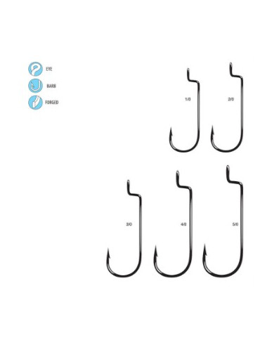 Gamakatsu Size 5/0 Offset Shank Round Bend Worm Hook Black Nickle Gamakatsu Size 5/0 Offset Shank Round Bend Worm Hook Black Nickle