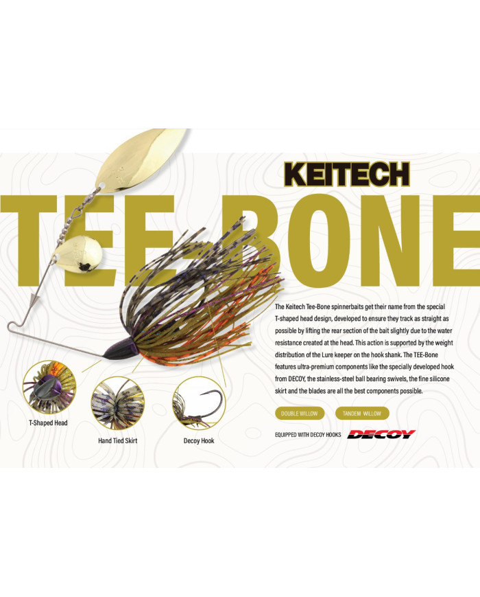 Keitech Tee Bone Tandem Willow 1/2oz Spinnerbait Purple Pearl Shad Keitech Tee Bone Tandem Willow 1/2oz Spinnerbait Purple Pearl Shad