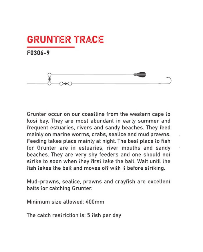Elbe Grunter 1 hook Trace 3pc  Elbe Grunter 1 hook Trace 3pc