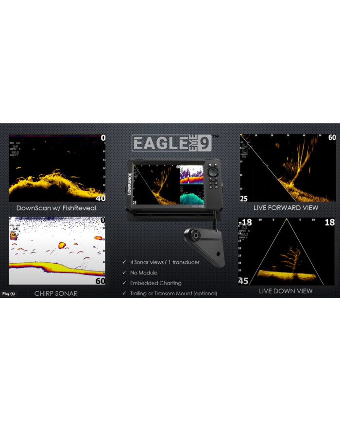 Lowrance Eagle Eye 9 Chartplotter with Live Forward & Down Sonar