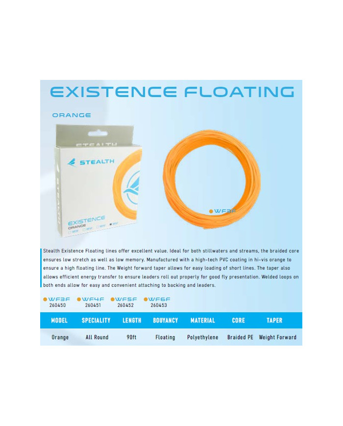 Stealth Flyline Existance Orange Floating WF6F