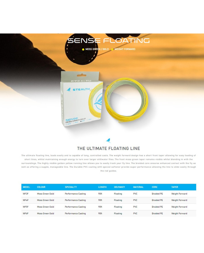 Stealth Flyline Sense Moss Green/Gold Floating WF5F