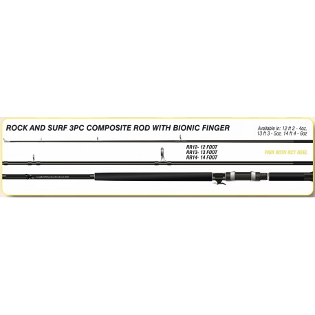 React Rock and Surf Composite Rod (BF) 13ft 3pc 3-5oz Black Spinning