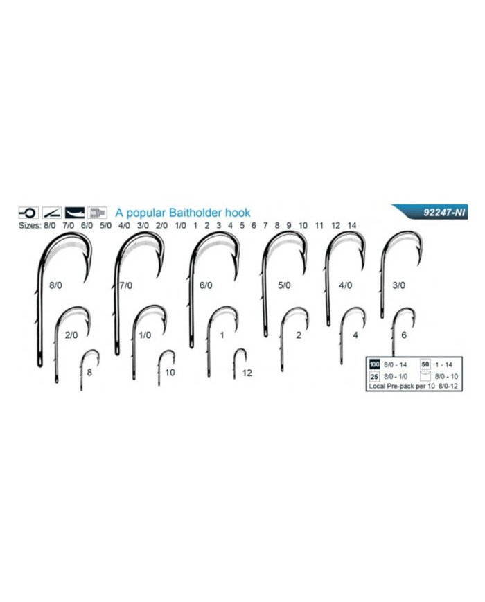 Mustad Beak Baitholder Nickle 10 (Earthworm/Cut Baits hook)