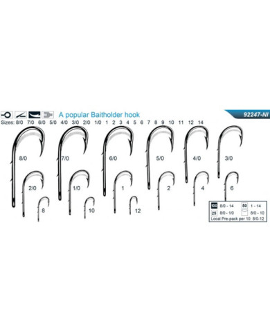 Mustad Beak Baitholder 92247 Nickle Size 2 (Earthworm/Cut Baits hook) Mustad Beak Baitholder 92247 Nickle Size 2 (Earthworm/Cut Baits hook)