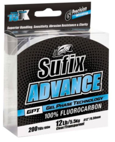 Sufix Advance 100 % Fluorocarbon (Clear) 14 lb 100 Yds Sufix Advance 100 % Fluorocarbon (Clear) 14 lb 100 Yds