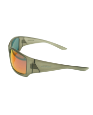 Ocean Polarized Sunglasses - PI 453 Trans Grey Frame with Orange Red Mirror Grey Lens