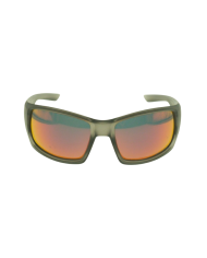 Ocean Polarized Sunglasses - PI 453 Trans Grey Frame with Orange Red Mirror Grey Lens