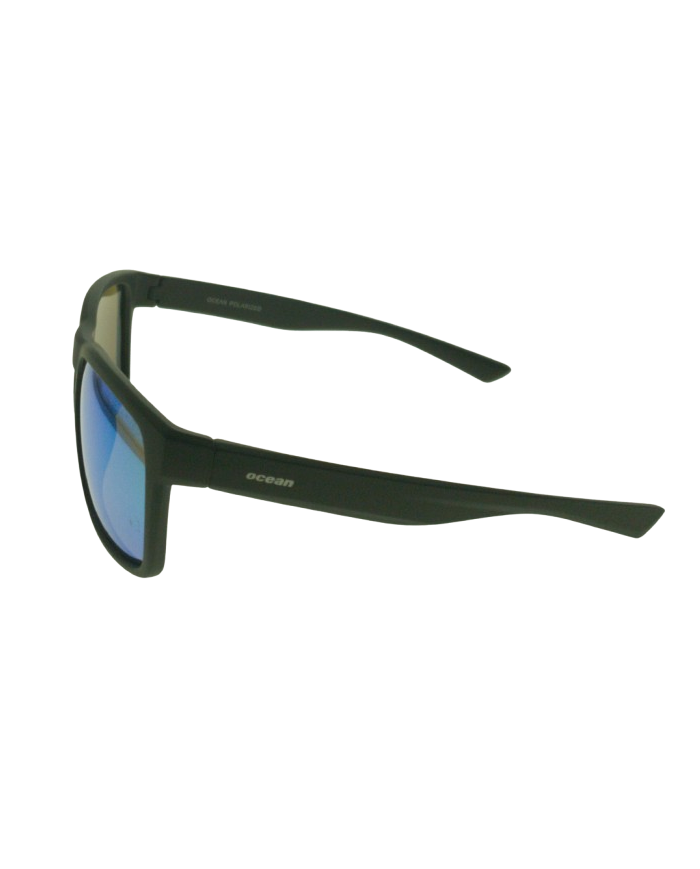 Ocean Polarized Sunglasses - PI 458 Black Frame with Blue Green Mirror Brown Lens