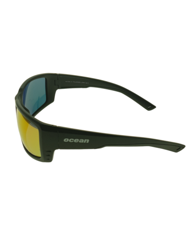 Ocean Polarized Sunglasses - PJ 758 Black Frame with Red Orange Mirror Grey Lens