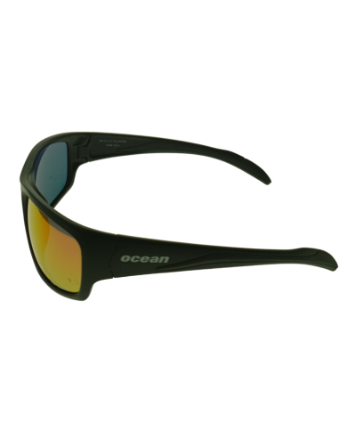 Ocean Polarized Sunglasses - PJ 765 Black Frame with Red Orange Mirror Grey Lens