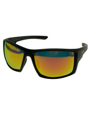 Ocean Polarized Sunglasses - PF 564 Black Frame with Red Orange Mirror Grey Lens