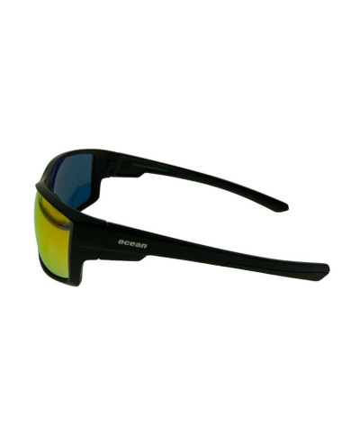 Ocean Polarized Sunglasses - PF 564 Black Frame with Red Orange Mirror Grey Lens