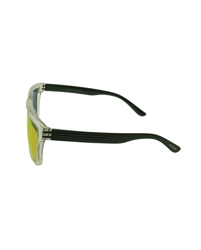 Ocean Polarized Sunglasses - PF 605 Black Frame with Orange Red Mirror Grey Lens