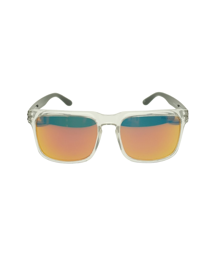 Ocean Polarized Sunglasses - PF 605 Black Frame with Orange Red Mirror Grey Lens