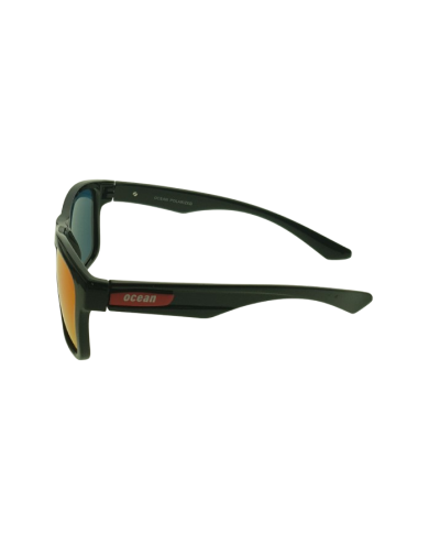 Ocean Polarized Sunglasses - PF 603 Black Frame with Orange Red Mirror Grey Lens