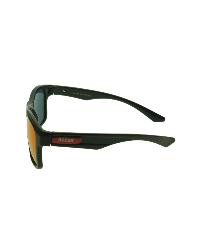 Ocean Polarized Sunglasses - PF 603 Black Frame with Orange Red Mirror Grey Lens