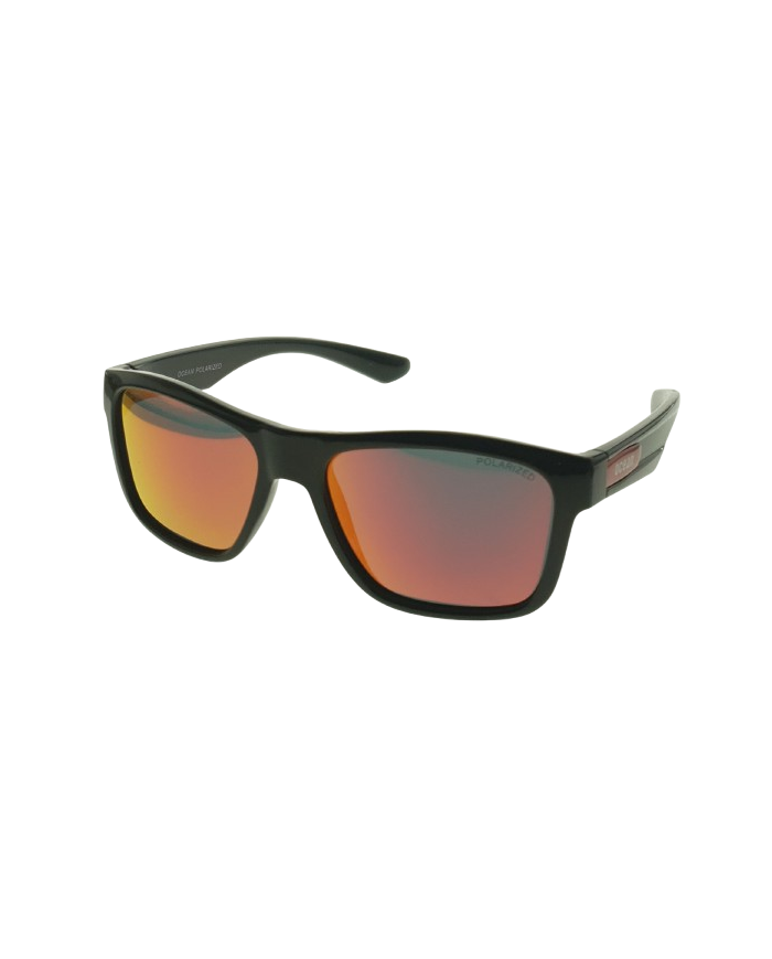 Ocean Polarized Sunglasses - PF 603 Black Frame with Orange Red Mirror Grey Lens
