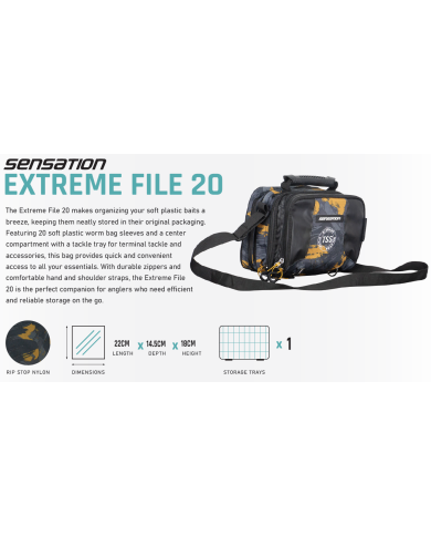 Sensation Extreme File 20 Worm and Terminal Tackle Bag Orange/Black/Grey Sensation Extreme File 20 Worm and Terminal Tackle Bag Orange/Black/Grey