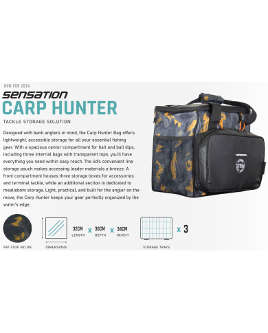 Sensation Carp Hunter Tackle Bag Orange/Black/Grey Sensation Carp Hunter Tackle Bag Orange/Black/Grey
