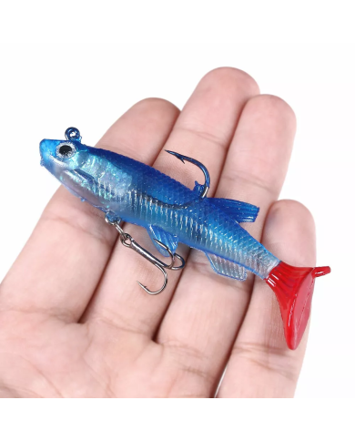 React Minnow - Pre-rigged Blue Minnow Red Tail 8cm 12g React Minnow - Pre-rigged Blue Minnow Red Tail 8cm 12g