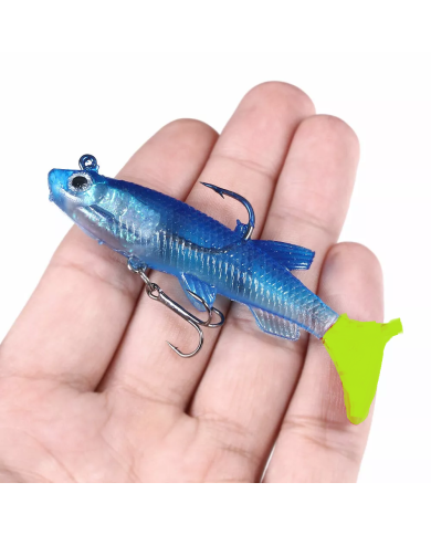 React Minnow - Pre-rigged Blue Minnow Chartreuse Tail 8cm 12g React Minnow - Pre-rigged Blue Minnow Chartreuse Tail 8cm 12g