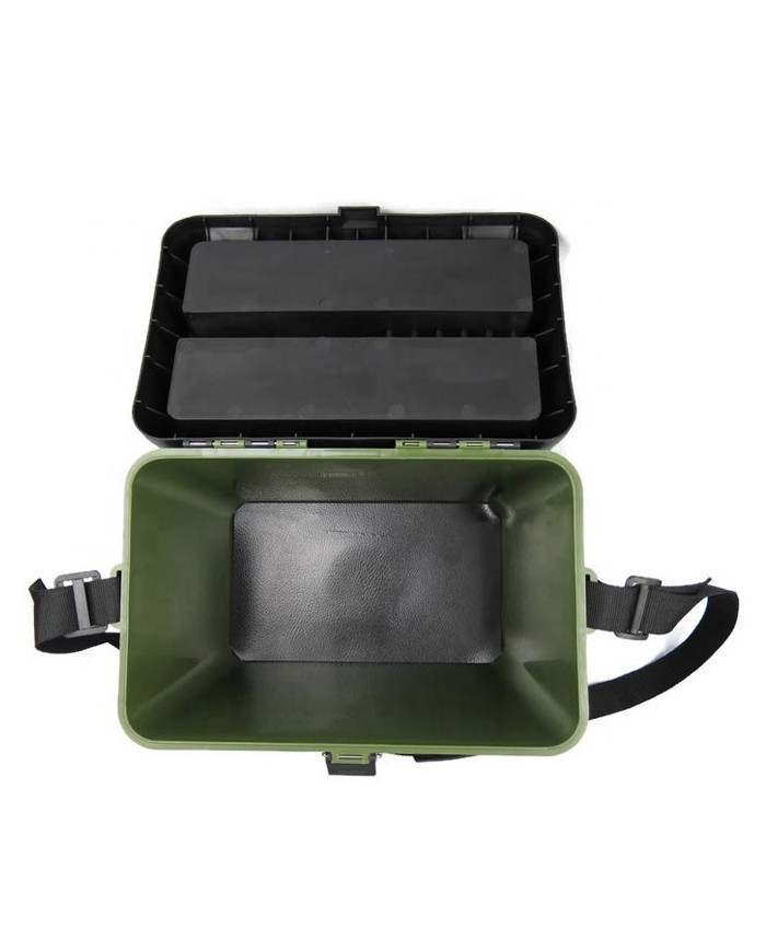 React HS317 Bucket Type Tackle Box Green/Black Lid Green Base React HS317 Bucket Type Tackle Box Green/Black Lid Green Base