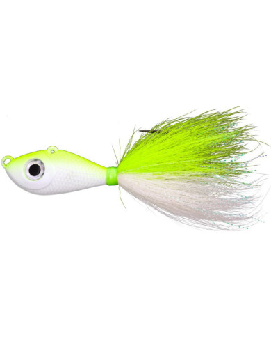 Mustad Big Eye Buck Tail Jigs Chartreuse White 3/4oz Mustad Big Eye Buck Tail Jigs Chartreuse White 3/4oz