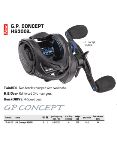 Dragon G.P. Concept HS300iL Baitcaster Reel (Left Hand) 6,3:1 Ratio Dragon G.P. Concept HS300iL Baitcaster Reel (Left Hand) 6,3:1 Ratio