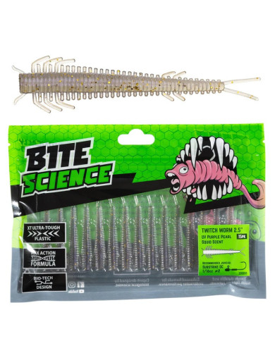 Bite Science Twitch Worm UV Purple Pearl 2.5in Bite Science Twitch Worm UV Purple Pearl 2.5in