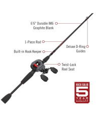 Quantum Invade Baitcast Reel and Fishing Rod Combo 6ft 6 in MH