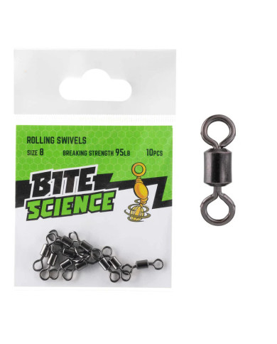 Bite Science Rolling Swivels Size 8 95lb 10pc Bite Science Rolling Swivels Size 8 95lb 10pc