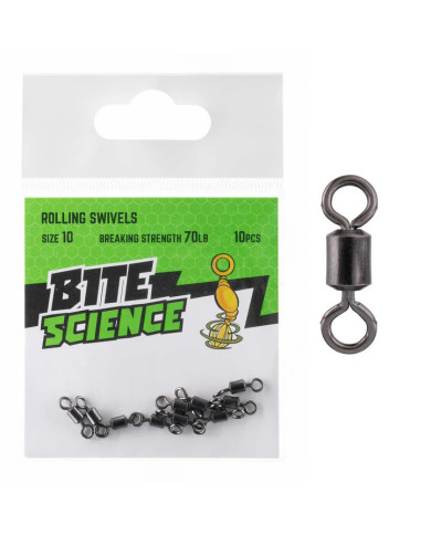 Bite Science Rolling Swivels Size 10 70lb 10pc Bite Science Rolling Swivels Size 10 70lb 10pc