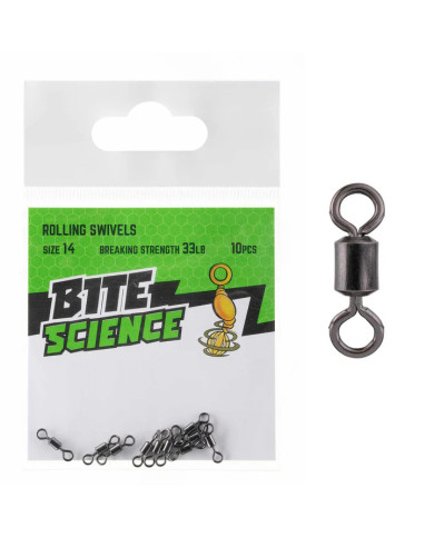 Bite Science Rolling Swivels Size 14 33lb 10pc Bite Science Rolling Swivels Size 14 33lb 10pc