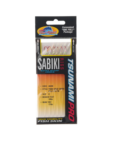 Tsunami Sabiki Rig TS68G Hage Green Head Red Hook Size 8 Tsunami Sabiki Rig TS68G Hage Green Head Red Hook Size 8
