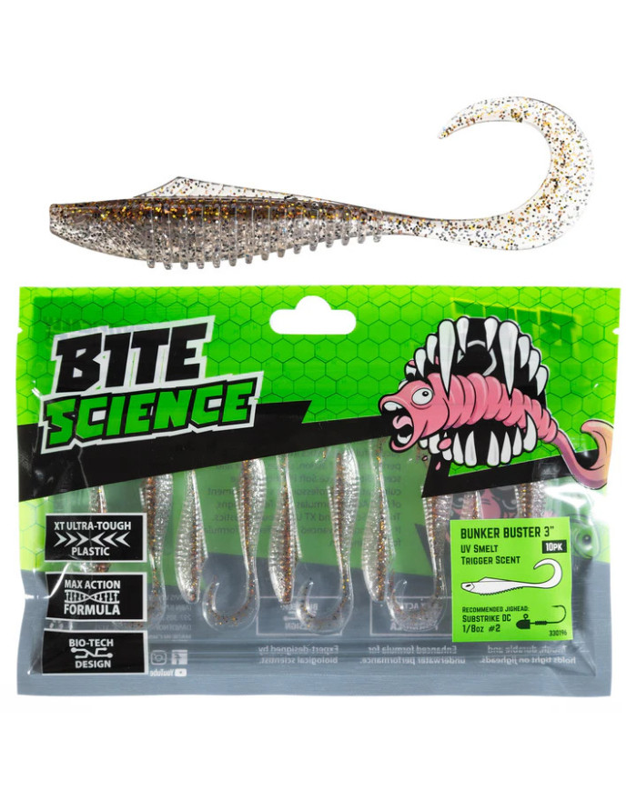 Bite Science Bunker Buster G-tail Minnow UV Smelt 3in