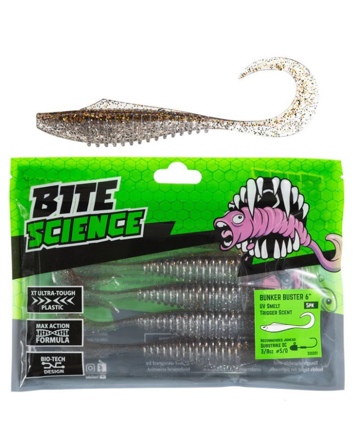 Bite Science Bunker Buster G-tail Minnow UV Smelt 6in