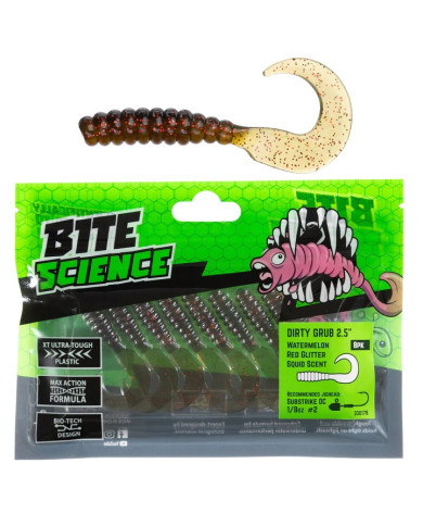 Bite Science Dirty Grub Watermelon Red 2.5in Bite Science Dirty Grub Watermelon Red 2.5in