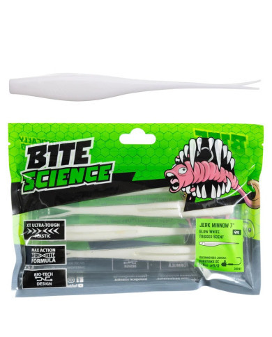 Bite Science Jerk Minnow Glow White 7in Bite Science Jerk Minnow Glow White 7in