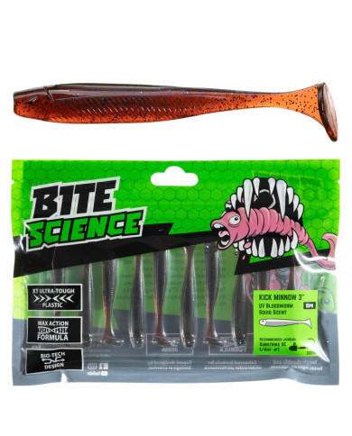 Bite Science Kick Minnow UV Bloodworm 3in Bite Science Kick Minnow UV Bloodworm 3in