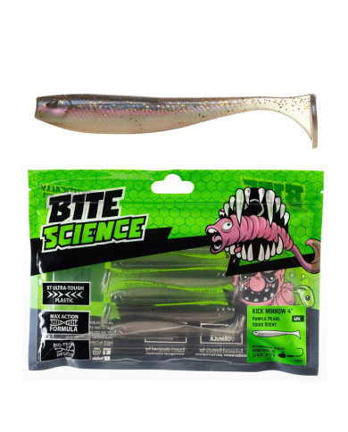 Bite Science Kick Minnow Purple Pearl 4in Bite Science Kick Minnow Purple Pearl 4in