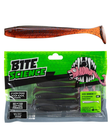 Bite Science Kick Minnow UV Bloodworm 4in Bite Science Kick Minnow UV Bloodworm 4in