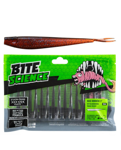 Bite Science Mad Minnow UV Bloodworm 3in Bite Science Mad Minnow UV Bloodworm 3in