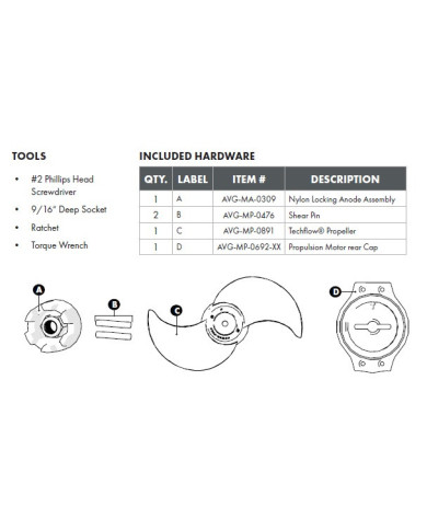 MOVE TECHFLOW Propeller for Power-Pole Move Trolling Motor - Composite