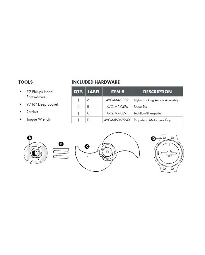 MOVE TECHFLOW Propeller for Power-Pole Move Trolling Motor - Composite