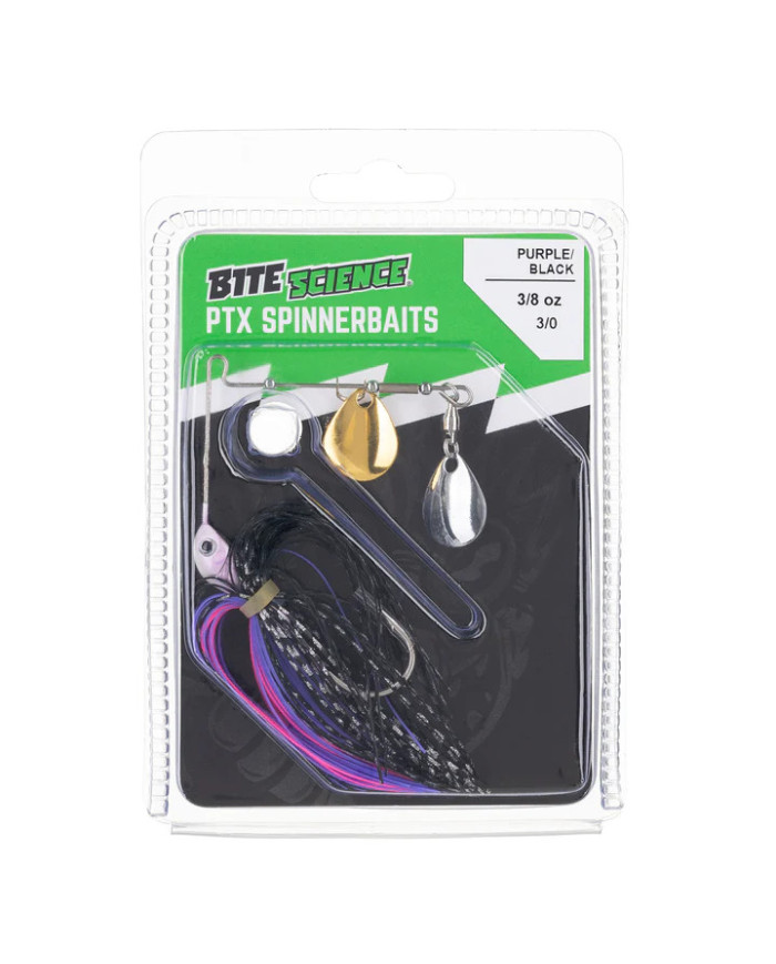 Bite Science Compact PTX Colorado 3/8oz Spinnerbait cgcG Purple Black Bite Science Compact PTX Colorado 3/8oz Spinnerbait cgcG Purple Black