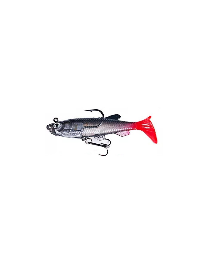 React Minnow - Pre-rigged Black Clear Minnow Red Tail 8cm 12g