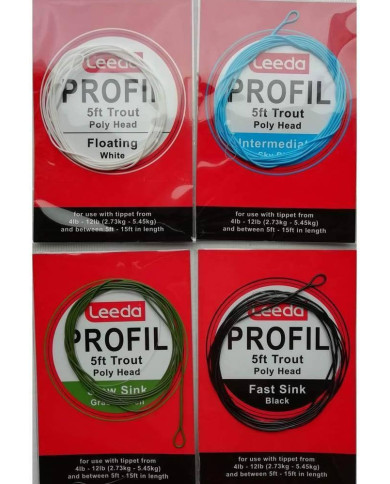 Leeda Profil Poly Head Leader - Trout Grass Green Slow Sink 10ft Leeda Profil Poly Head Leader - Trout Grass Green Slow Sink 10ft